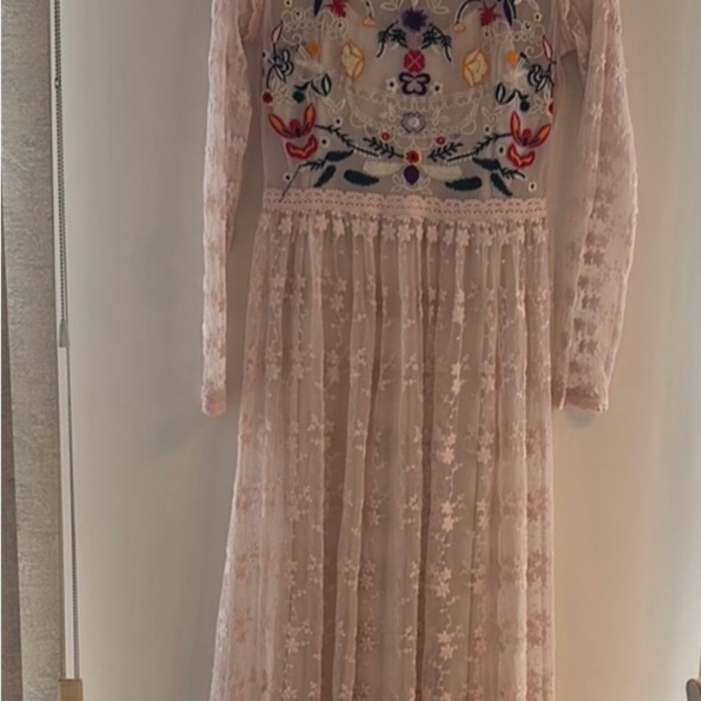 Pink Long Sleeve Bishop Sundress for Weddings